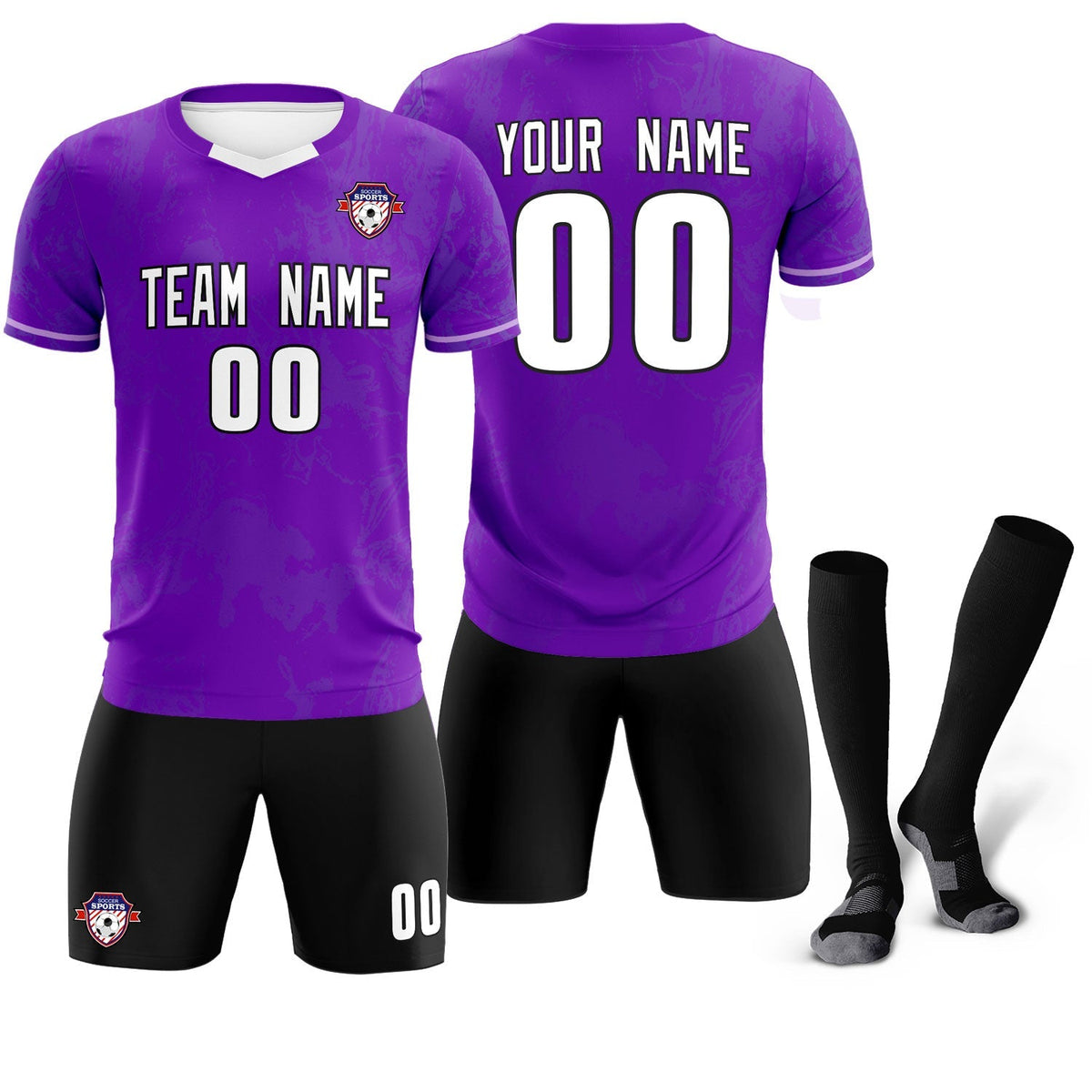 Custom Purple Classic Graffiti Pattern Sportswear Football Kit Jersey