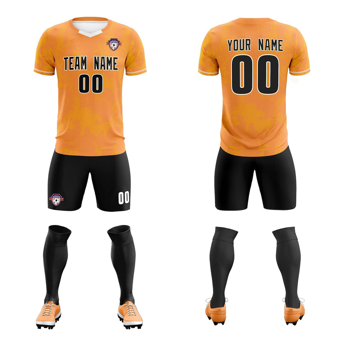 Custom Texas Orange Classic Graffiti Pattern Sportswear Soccer Tops/Sets Jersey