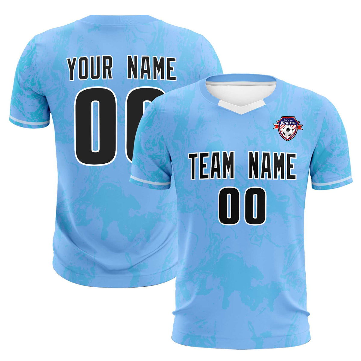 Custom Light Blue Classic Graffiti Pattern Sportswear Soccer Tops/Sets Jersey
