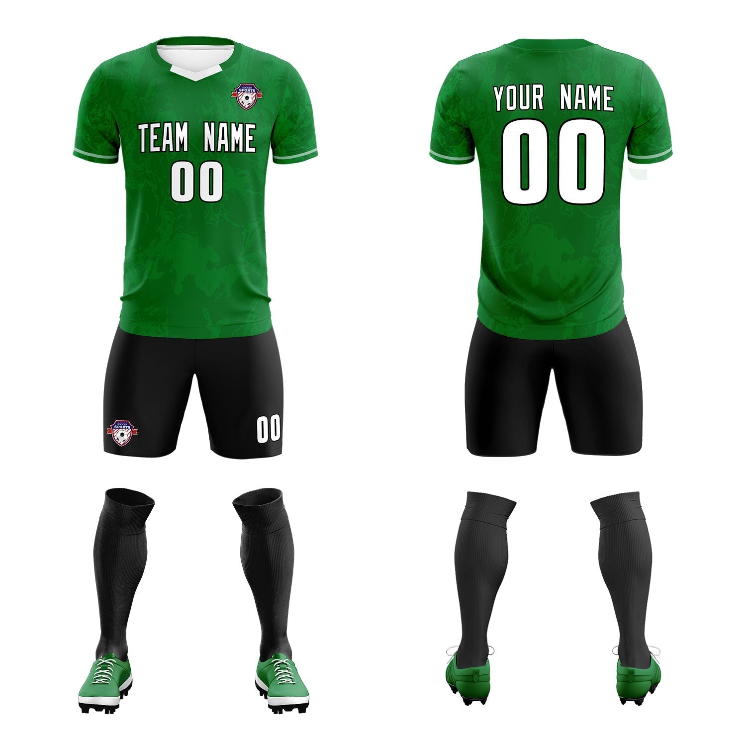 Custom Kelly Green Classic Graffiti Pattern Sportswear Soccer Tops/Sets Jersey