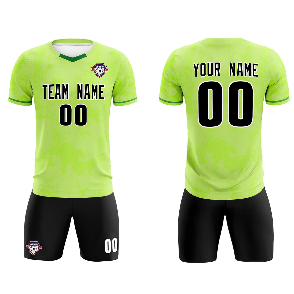 Custom Green Classic Graffiti Pattern Sportswear Football Kit Jersey