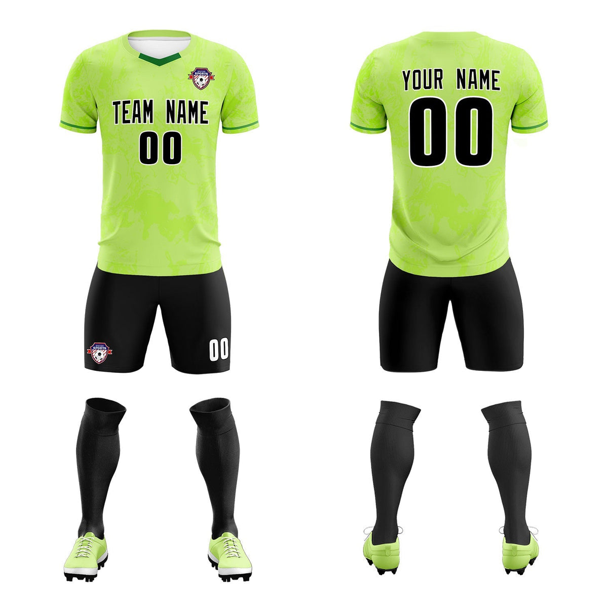 Custom Green Classic Graffiti Pattern Sportswear Football Kit Jersey