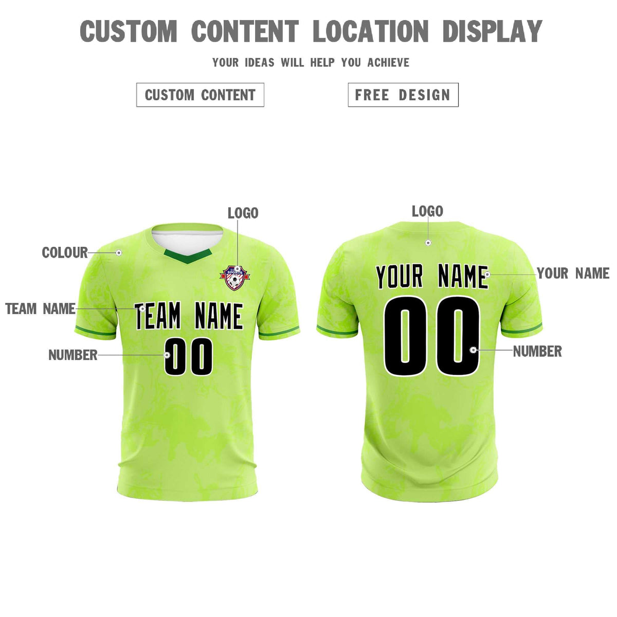 Custom Green Classic Graffiti Pattern Sportswear Football Kit Jersey