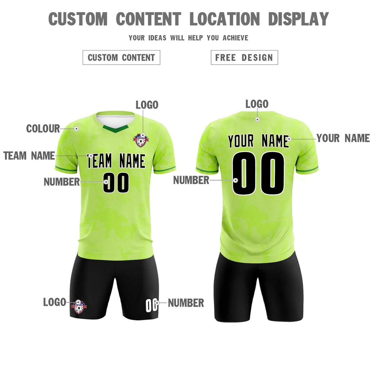 Custom Green Classic Graffiti Pattern Sportswear Football Kit Jersey