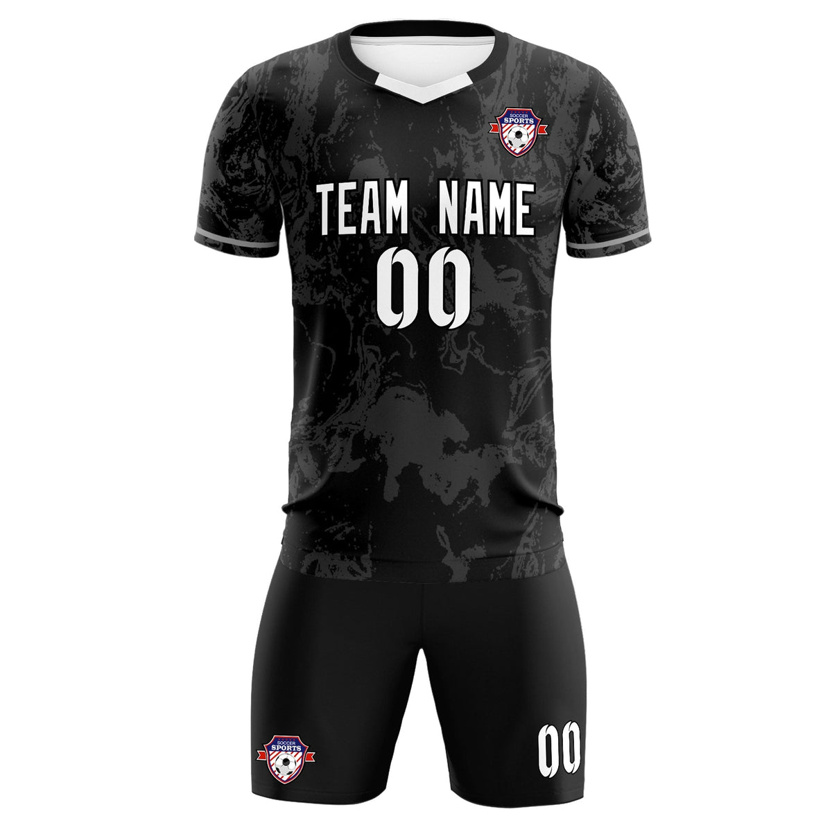 Custom Black Classic Graffiti Pattern Sportswear Soccer Tops/Sets Jersey