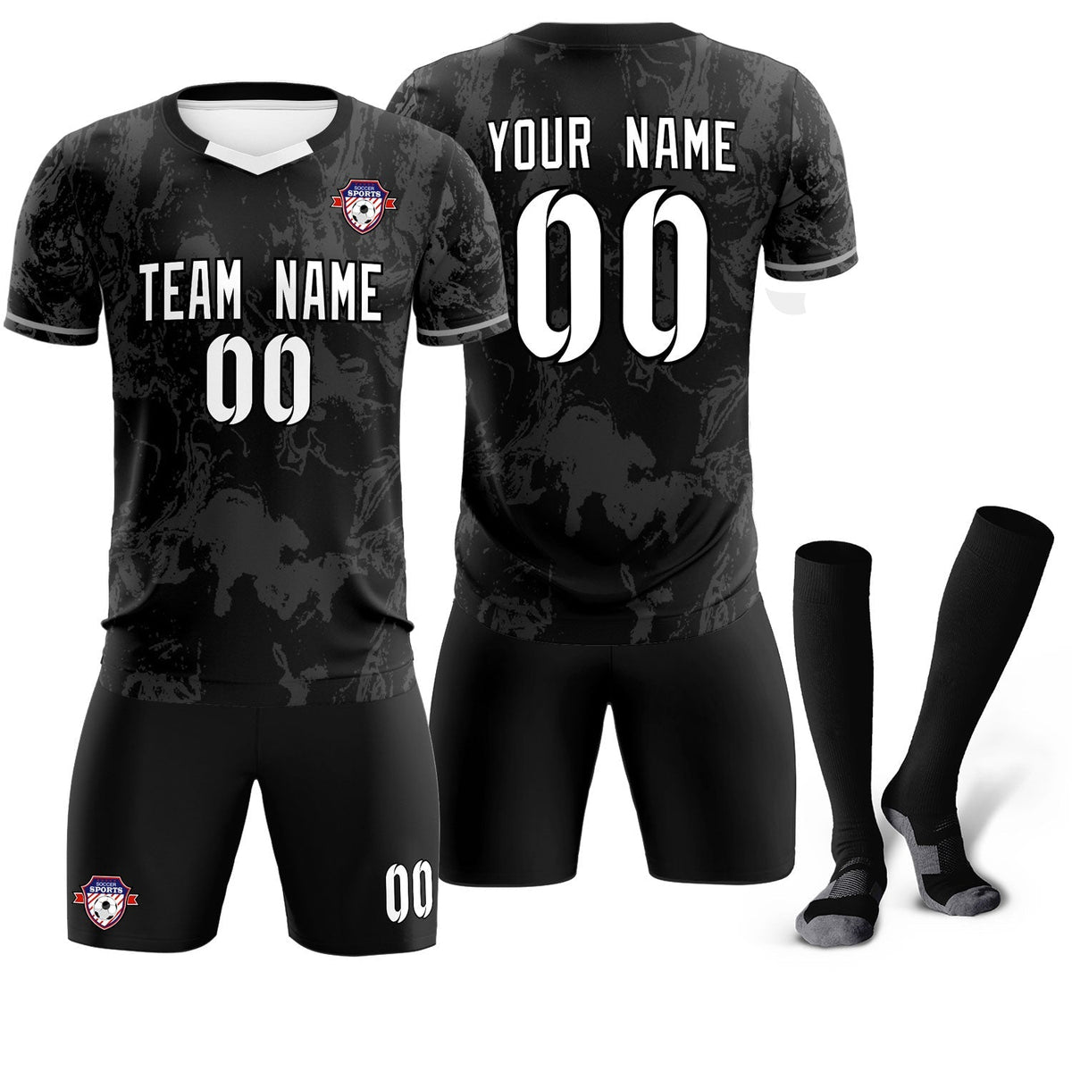 Custom Black Classic Graffiti Pattern Sportswear Football Kit Jersey