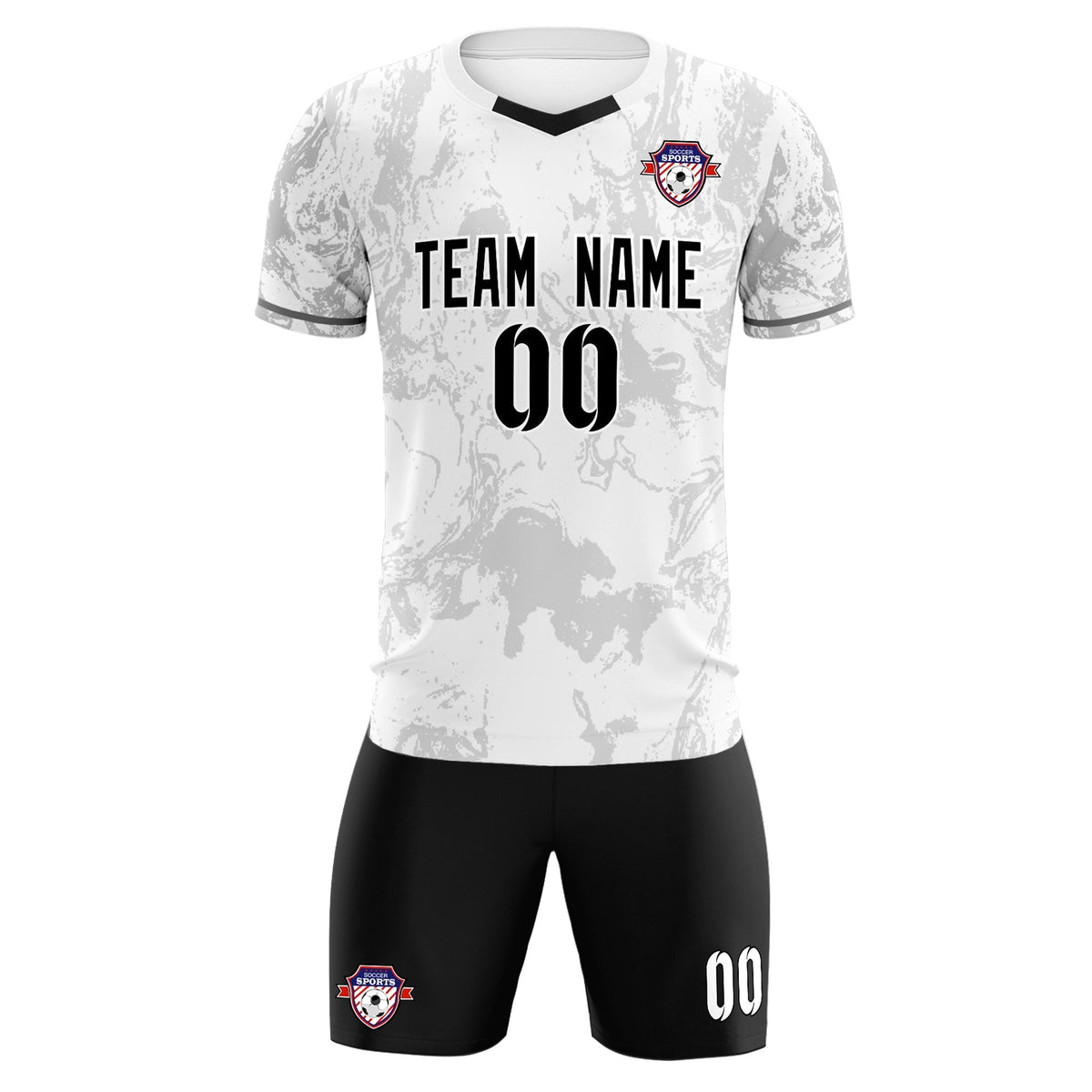 Custom White Classic Graffiti Pattern Sportswear Soccer Tops/Sets Jersey
