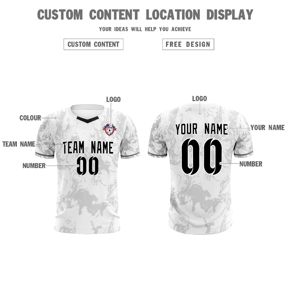 Custom White Classic Graffiti Pattern Sportswear Soccer Tops/Sets Jersey