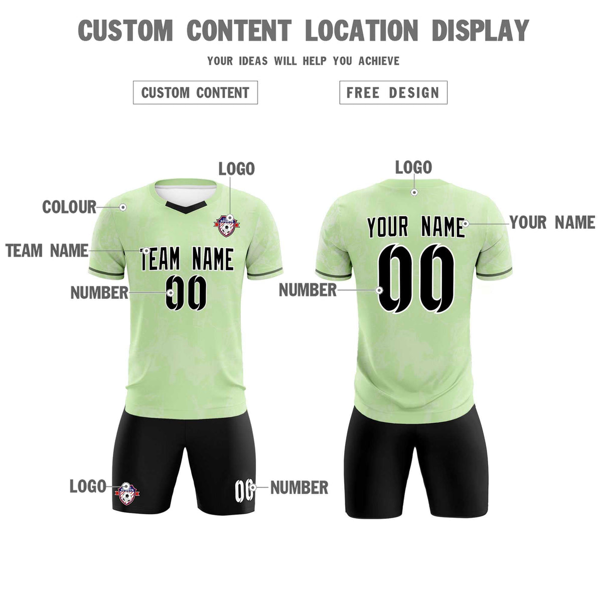 Custom Green Classic Graffiti Pattern Sportswear Soccer Tops/Sets Jersey