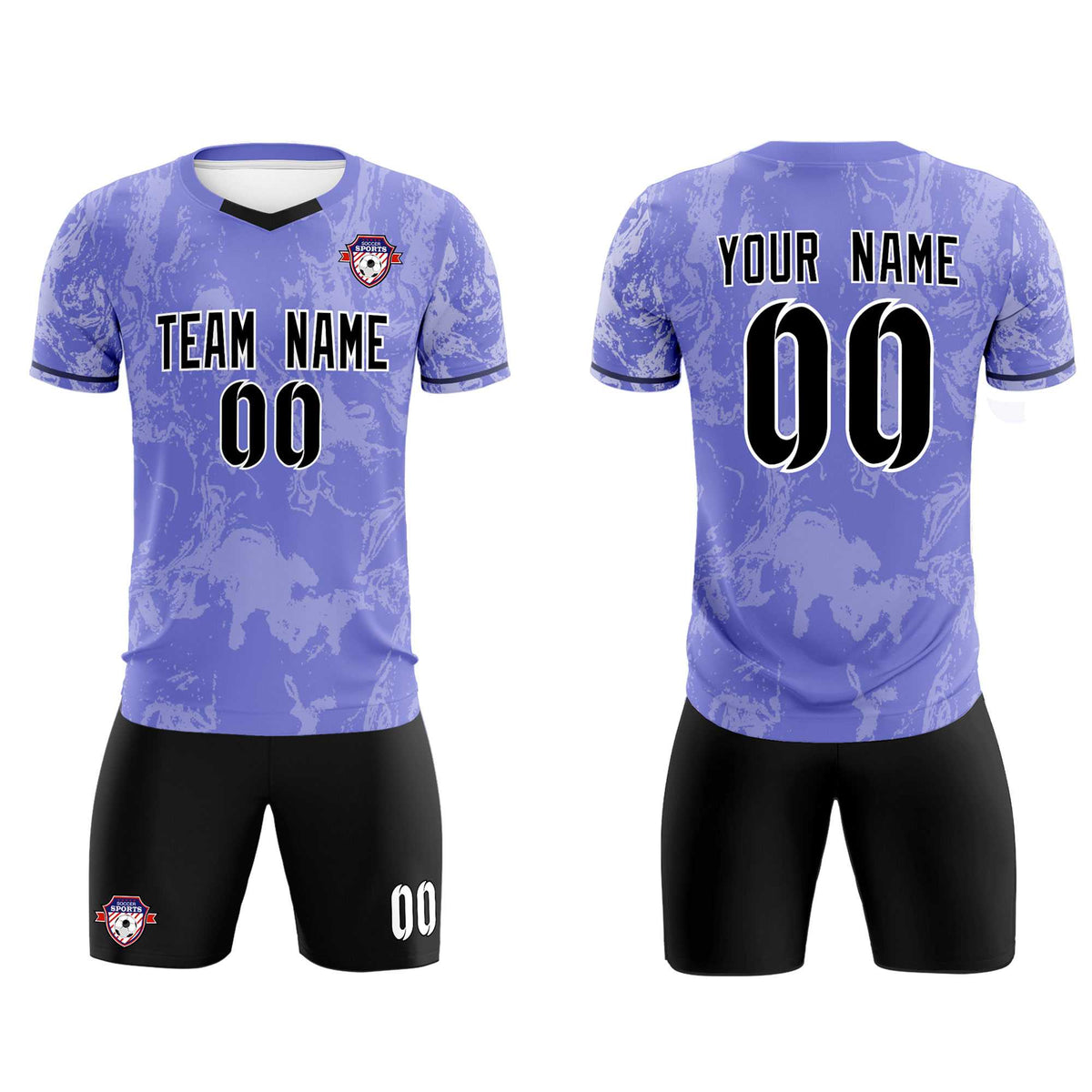 Custom Purple Classic Graffiti Pattern Sportswear Football Kit Jersey