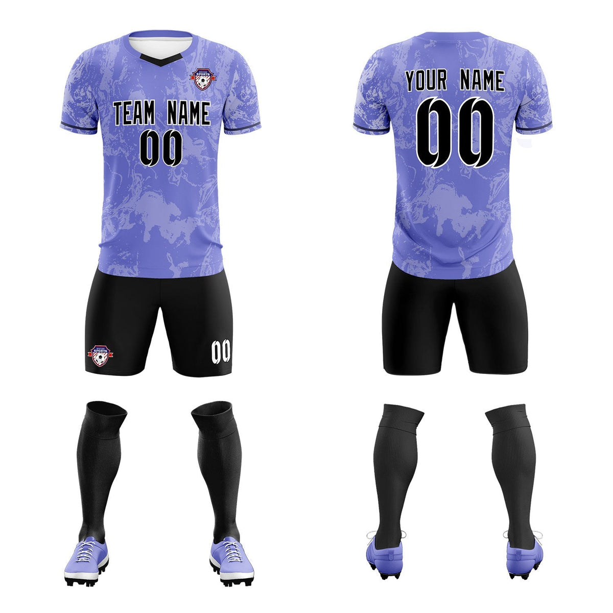 Custom Purple Classic Graffiti Pattern Sportswear Football Kit Jersey