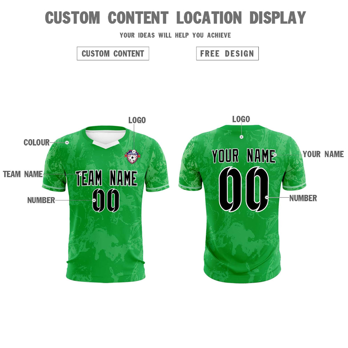 Custom Kelly Green Classic Graffiti Pattern Sportswear Soccer Tops/Sets Jersey