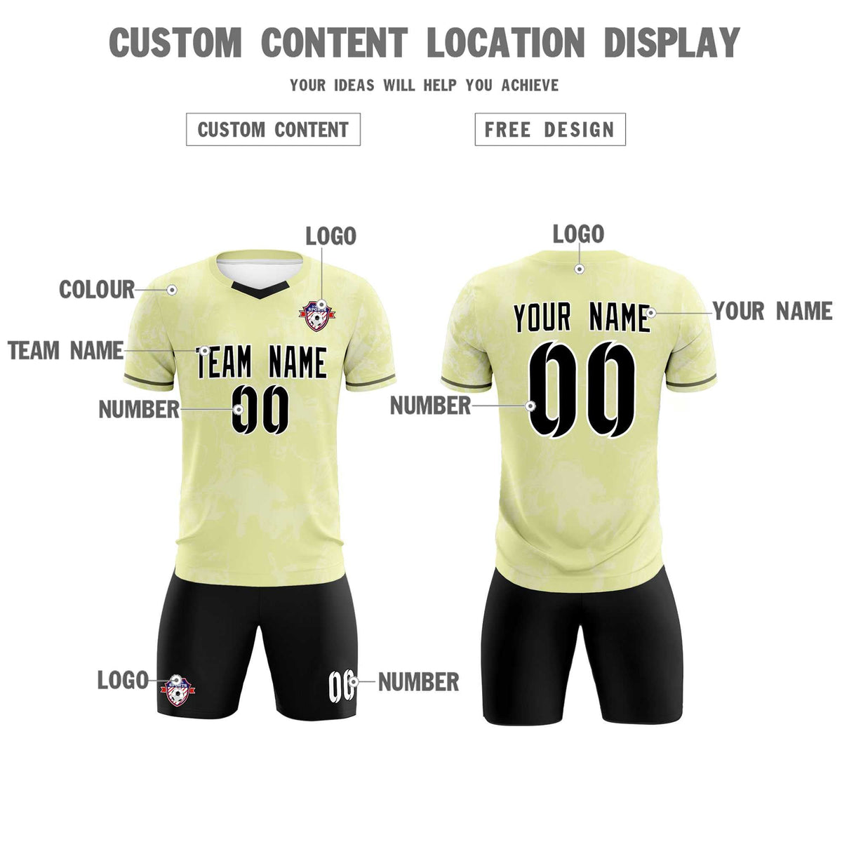 Custom Cream Classic Graffiti Pattern Sportswear Soccer Tops/Sets Jersey