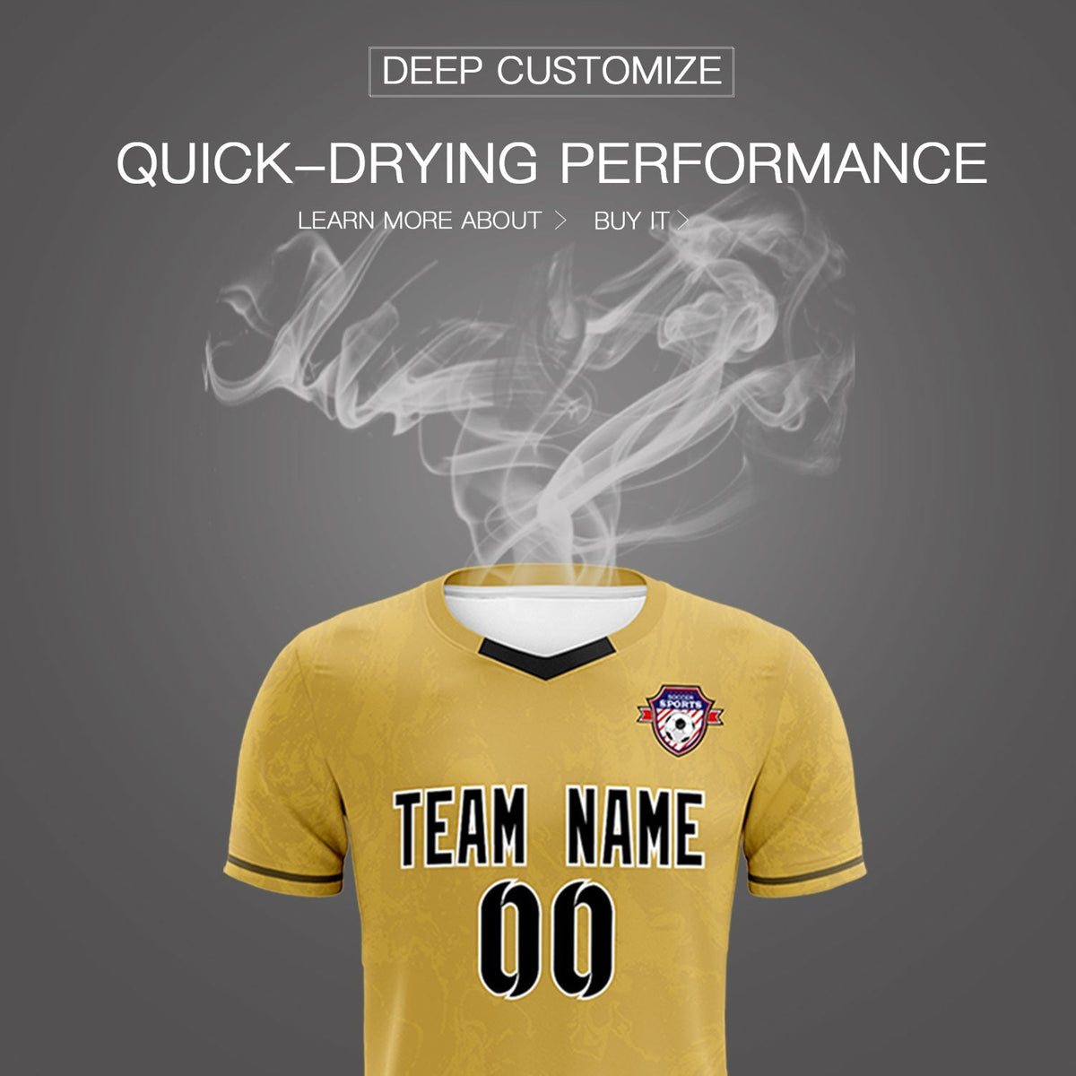 Custom Old Gold Classic Graffiti Pattern Sportswear Soccer Tops/Sets Jersey