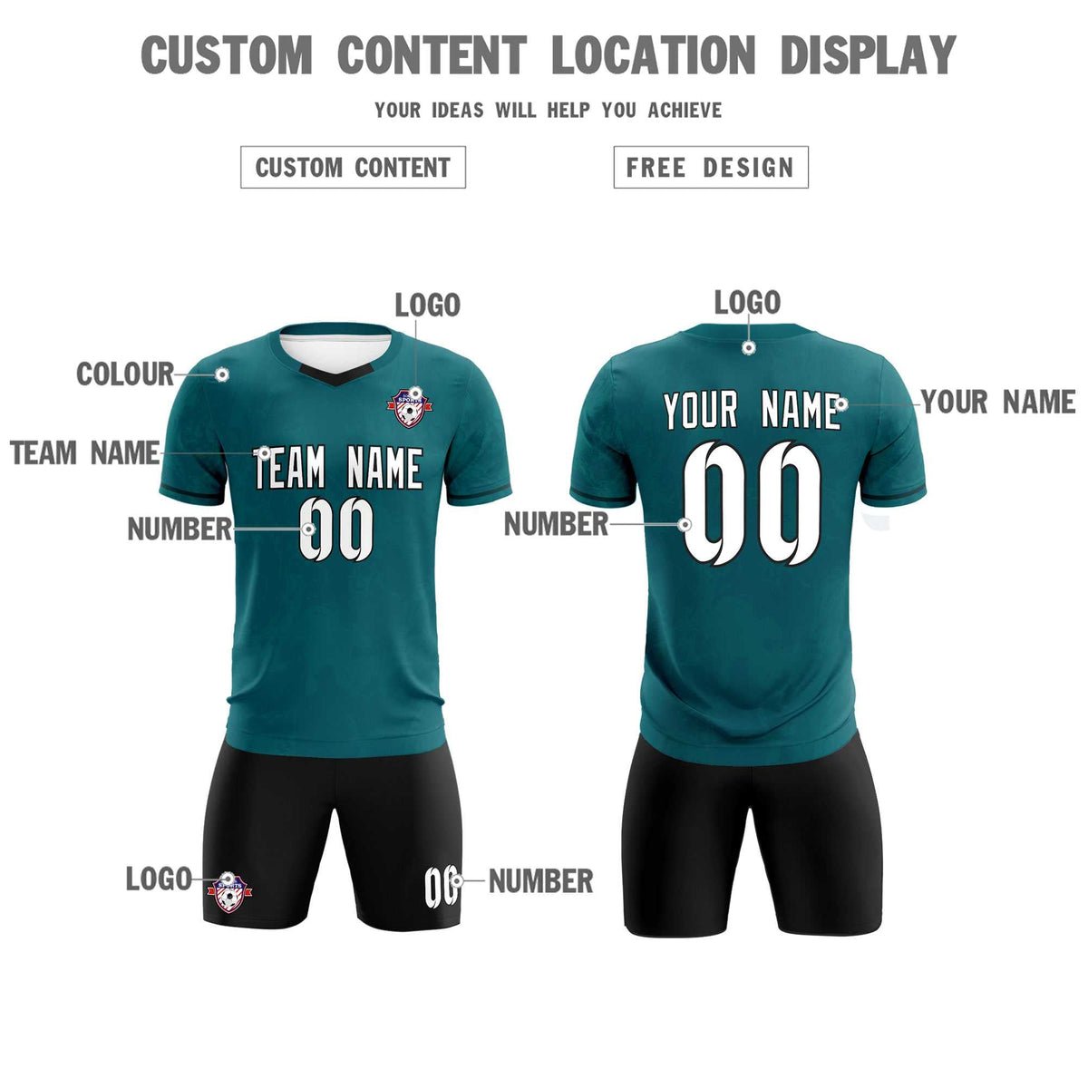 Custom Midnight Green Classic Graffiti Pattern Sportswear Soccer Tops/Sets Jersey