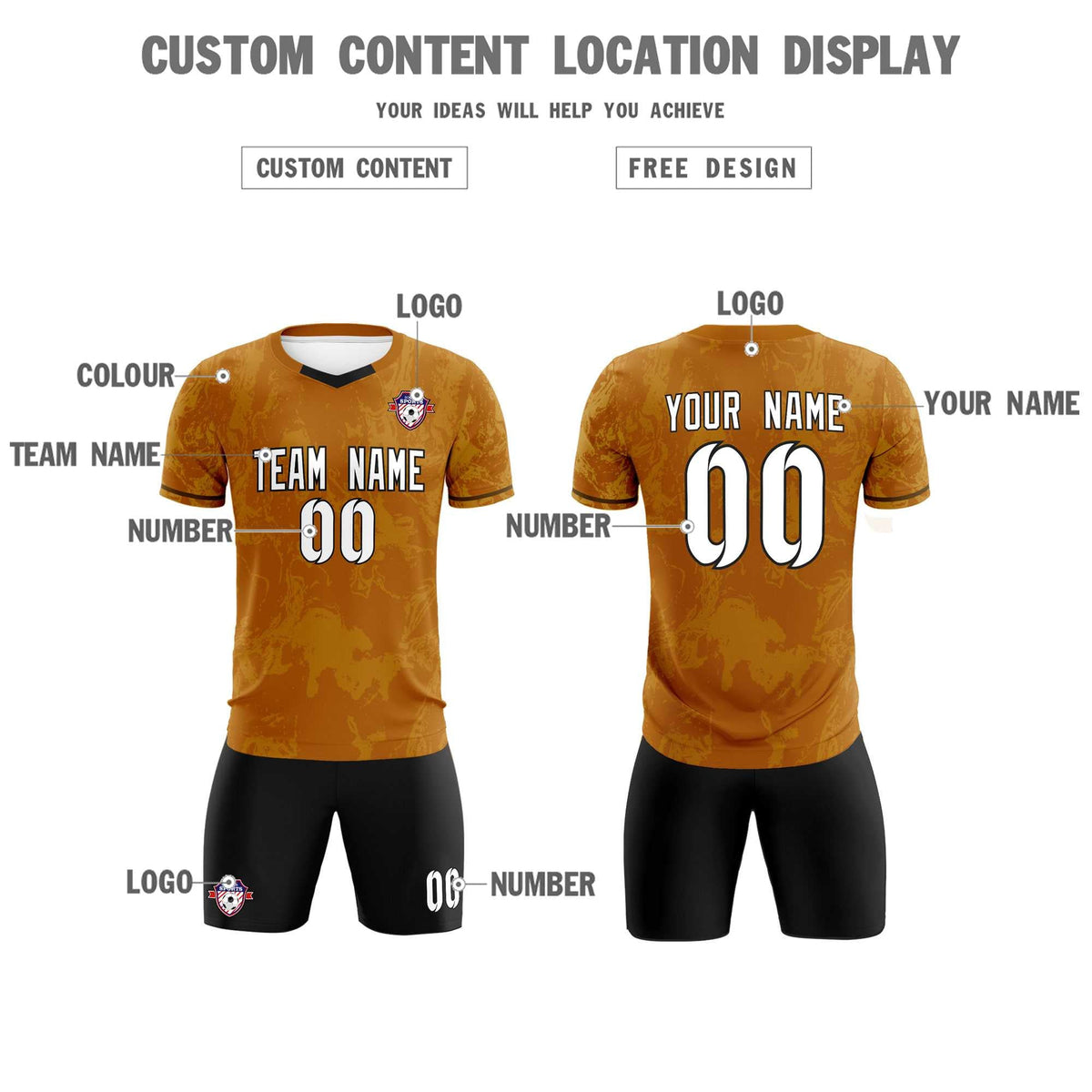 Custom Khaki Classic Graffiti Pattern Sportswear Soccer Tops/Sets Jersey
