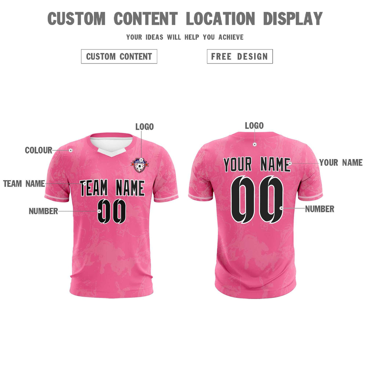 Custom Pink Classic Graffiti Pattern Sportswear Football Kit Jersey