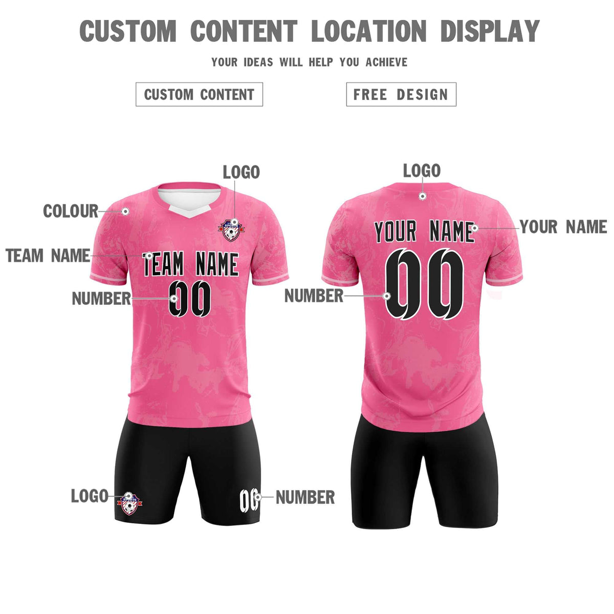 Custom Pink Classic Graffiti Pattern Sportswear Football Kit Jersey