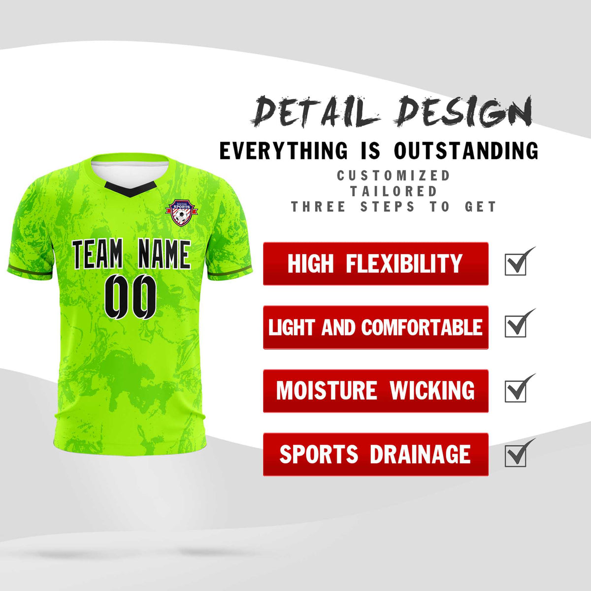Custom Kelly Green Classic Graffiti Pattern Sportswear Soccer Tops/Sets Jersey