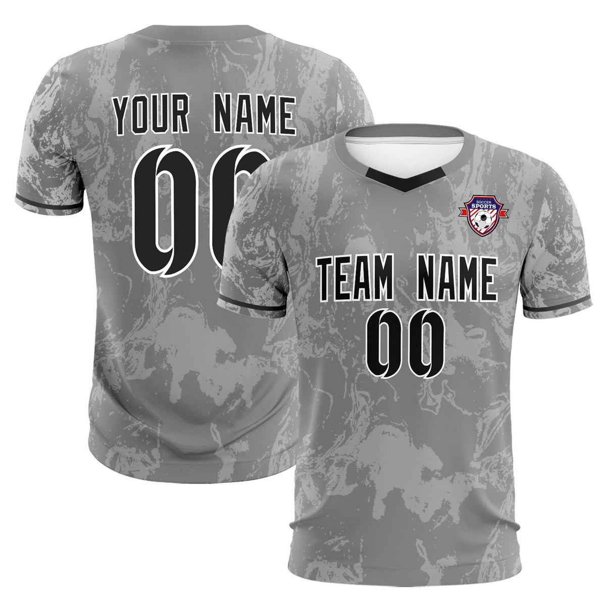 Custom Gray Classic Graffiti Pattern Sportswear Soccer Tops/Sets Jersey