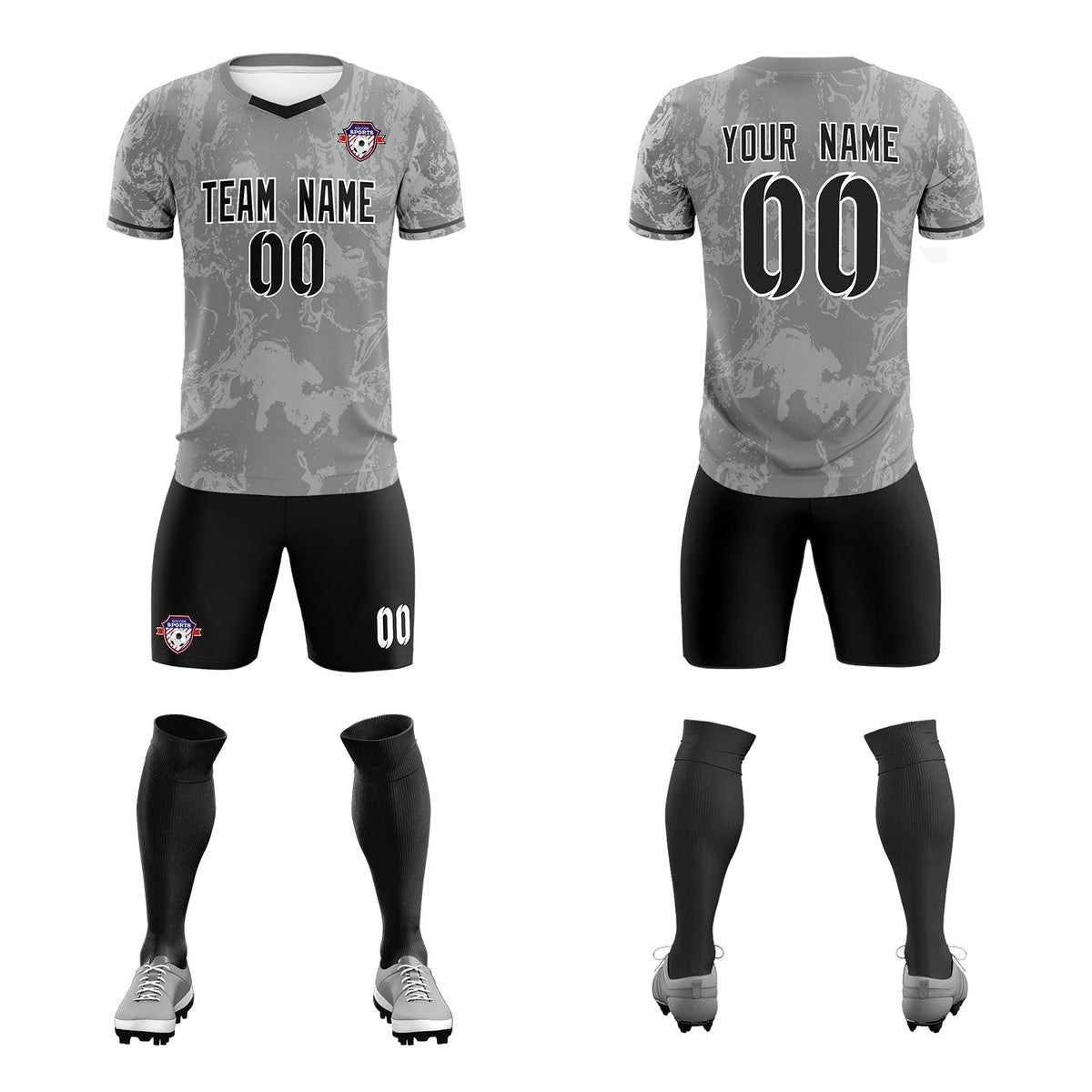 Custom Gray Classic Graffiti Pattern Sportswear Football Kit Jersey