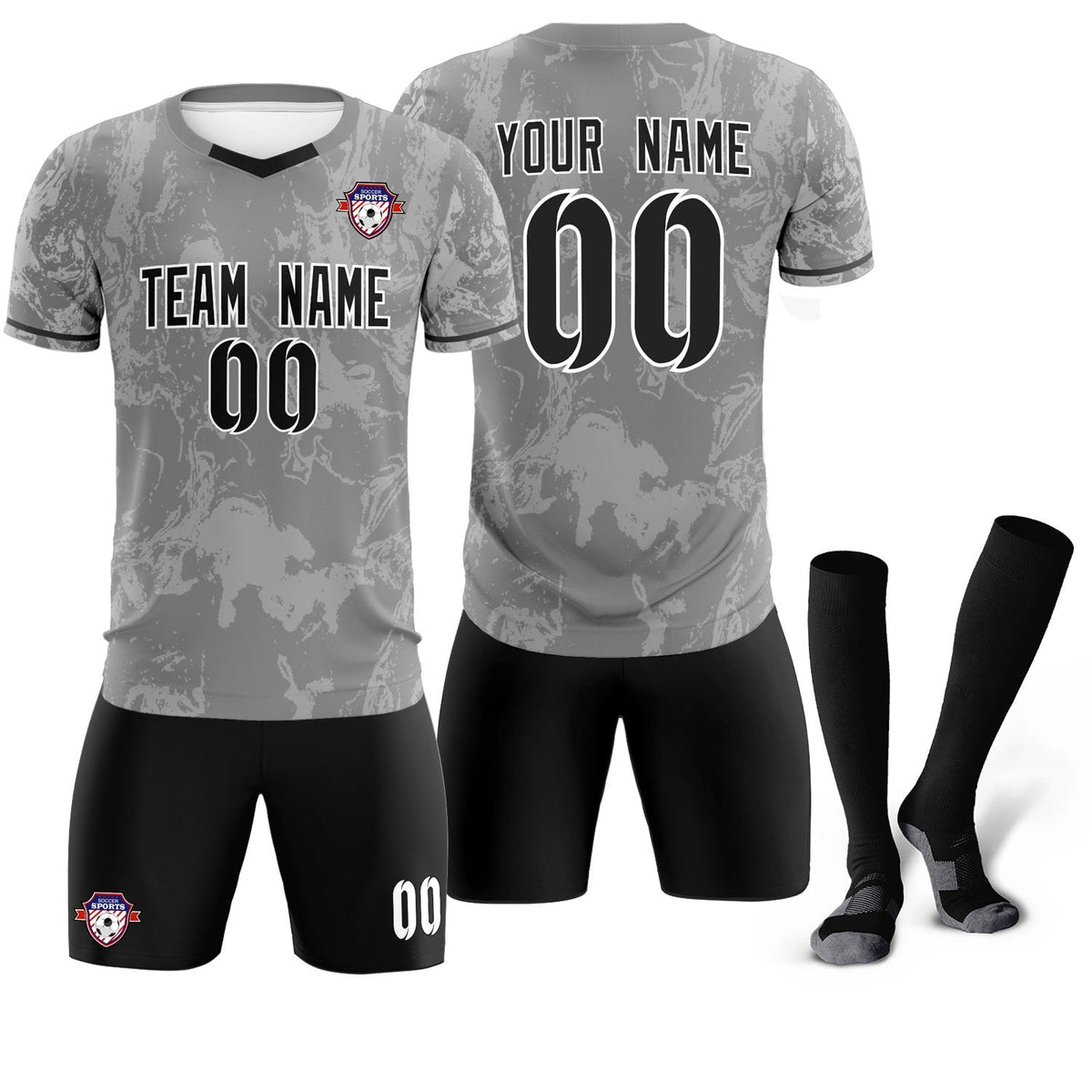Custom Gray Classic Graffiti Pattern Sportswear Football Kit Jersey