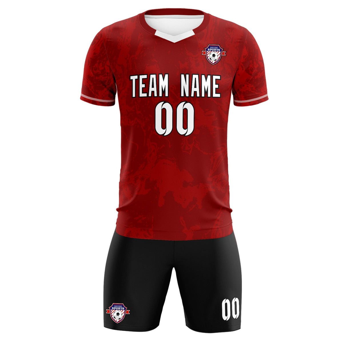 Custom Crimson Classic Graffiti Pattern Sportswear Soccer Tops/Sets Jersey