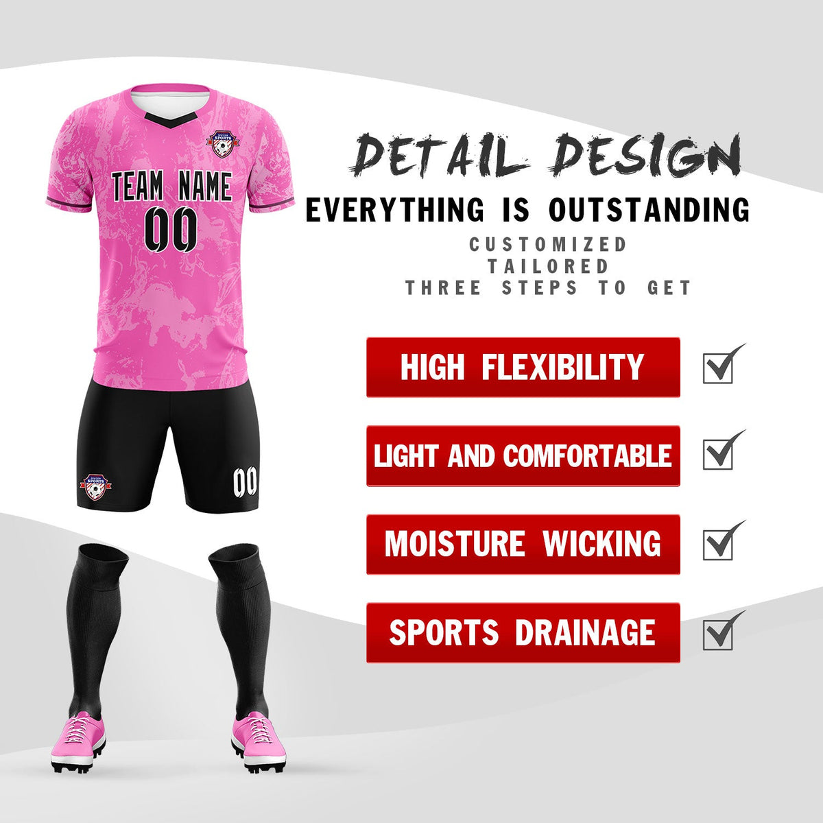 Custom Pink Classic Graffiti Pattern Sportswear Soccer Tops/Sets Jersey
