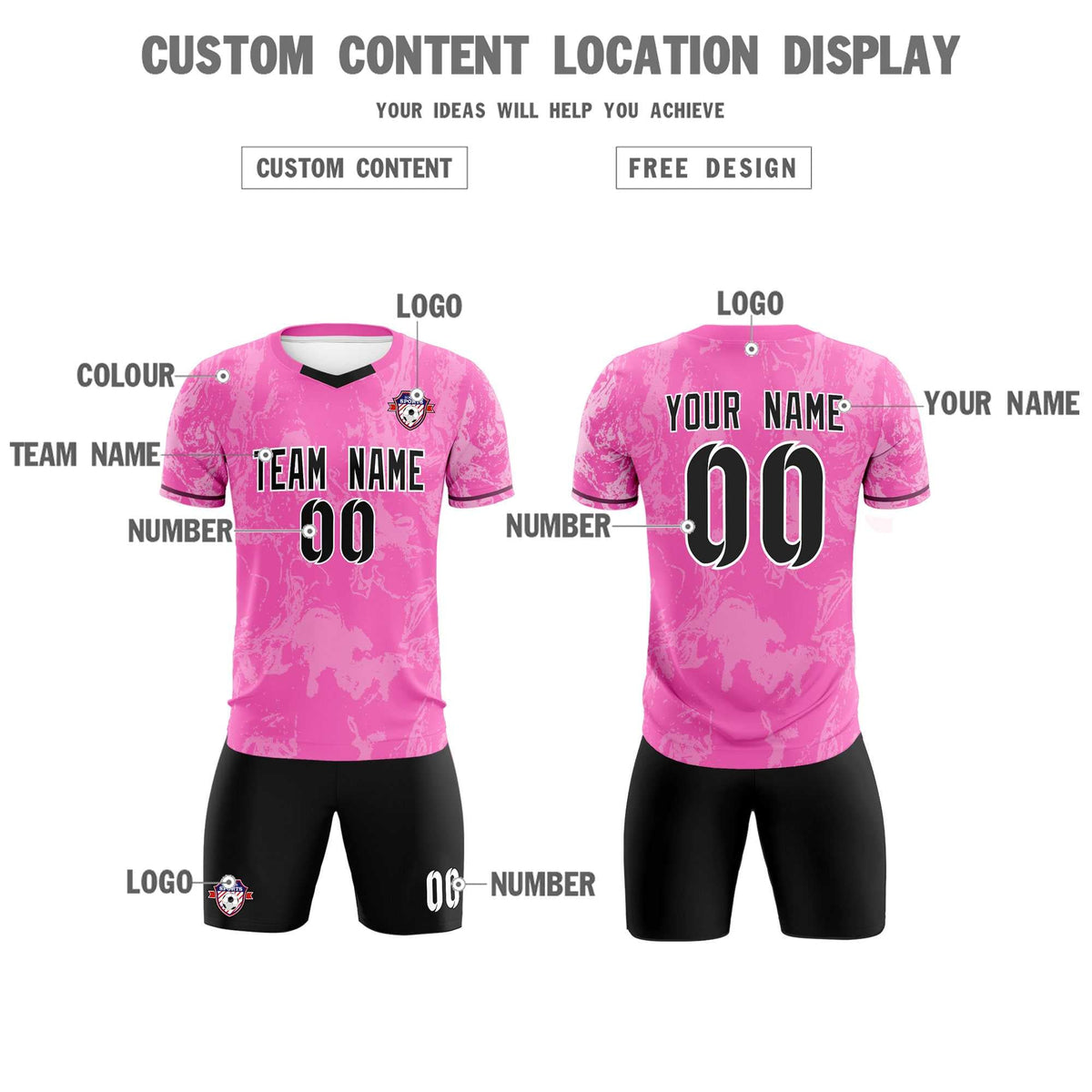 Custom Pink Classic Graffiti Pattern Sportswear Football Kit Jersey