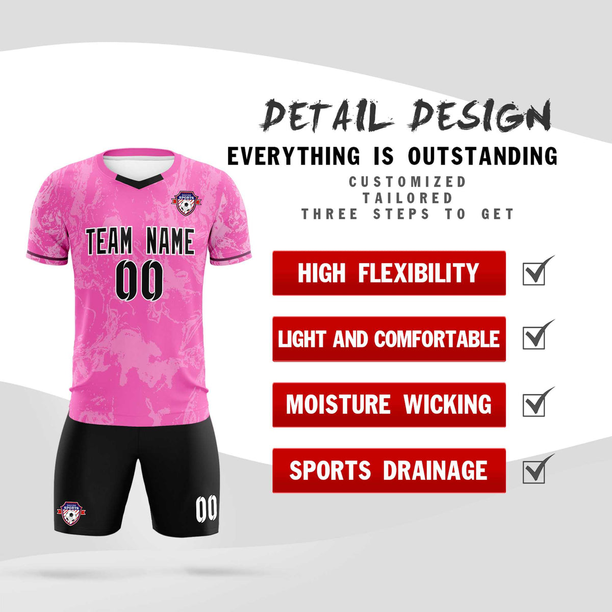 Custom Pink Classic Graffiti Pattern Sportswear Soccer Tops/Sets Jersey