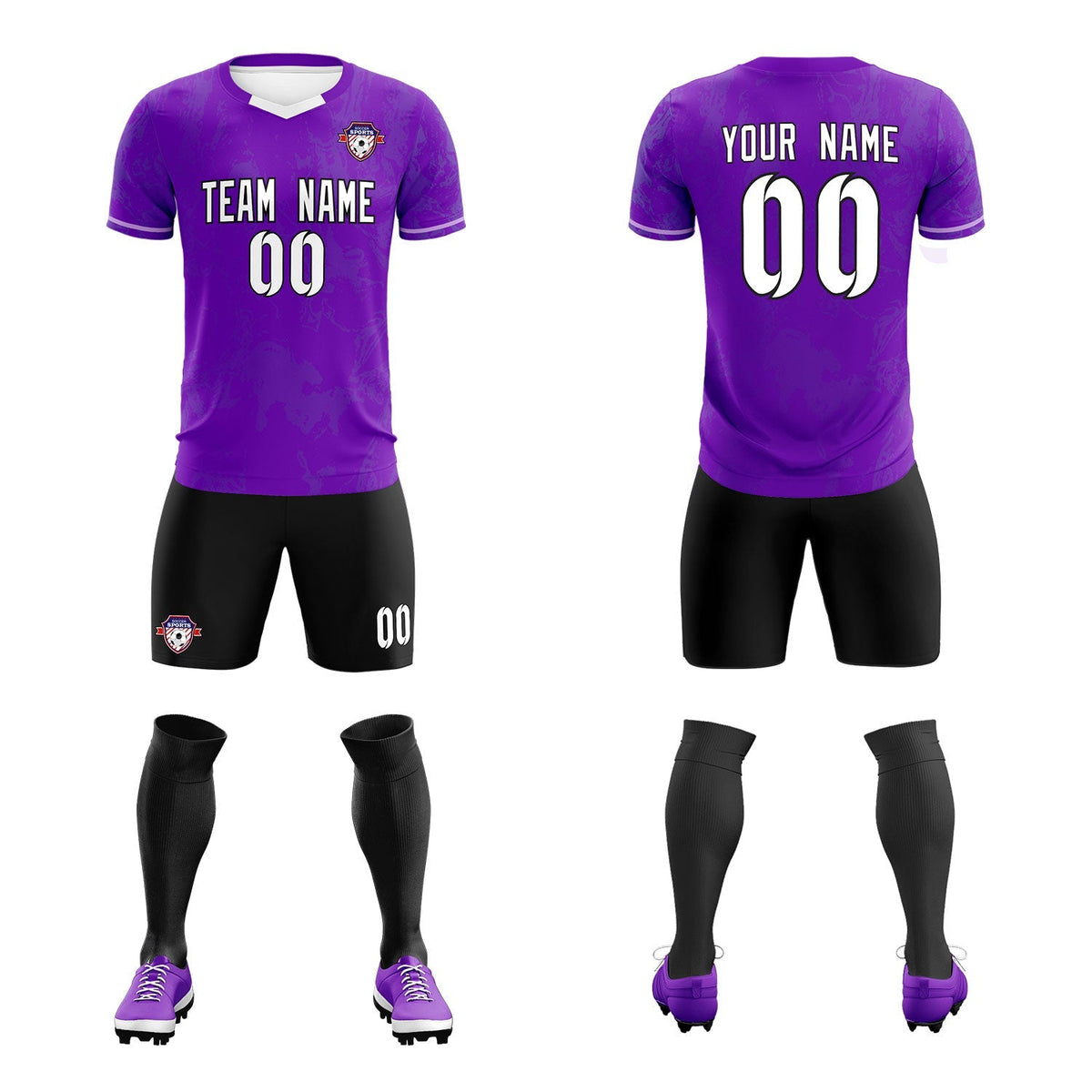 Custom Purple Classic Graffiti Pattern Sportswear Football Kit Jersey