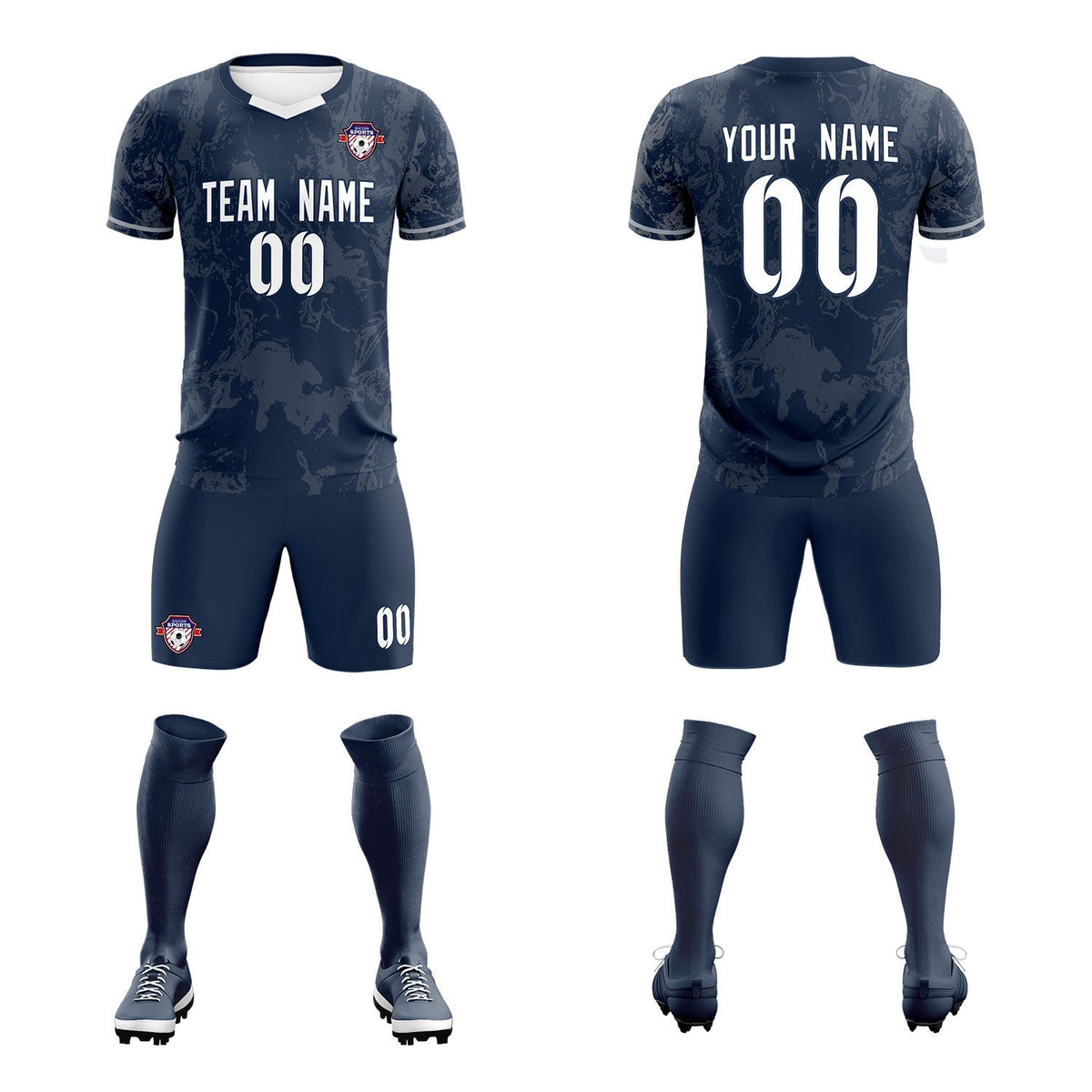 Custom Navy Classic Graffiti Pattern Sportswear Football Kit Jersey