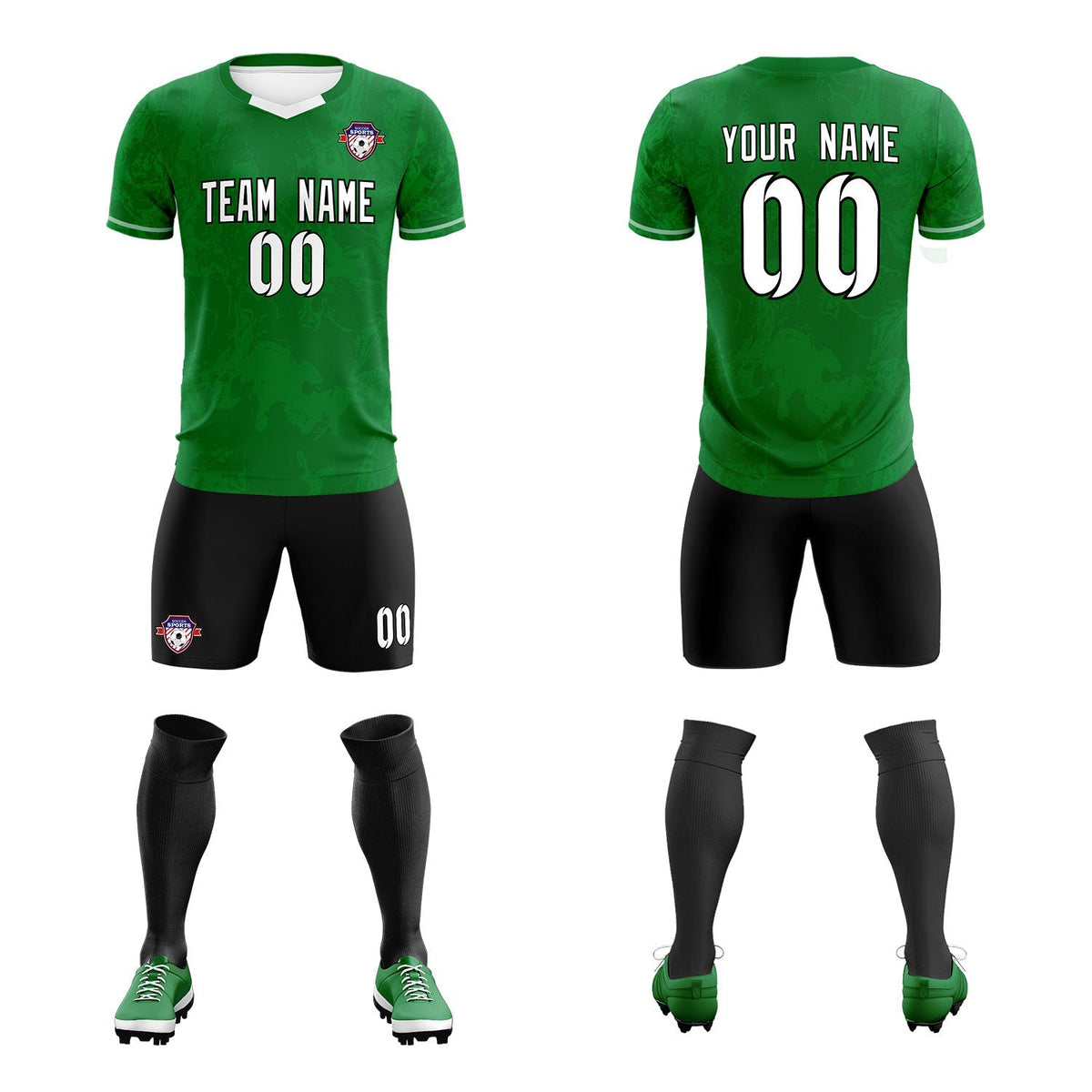 Custom Kelly Green Classic Graffiti Pattern Sportswear Soccer Tops/Sets Jersey