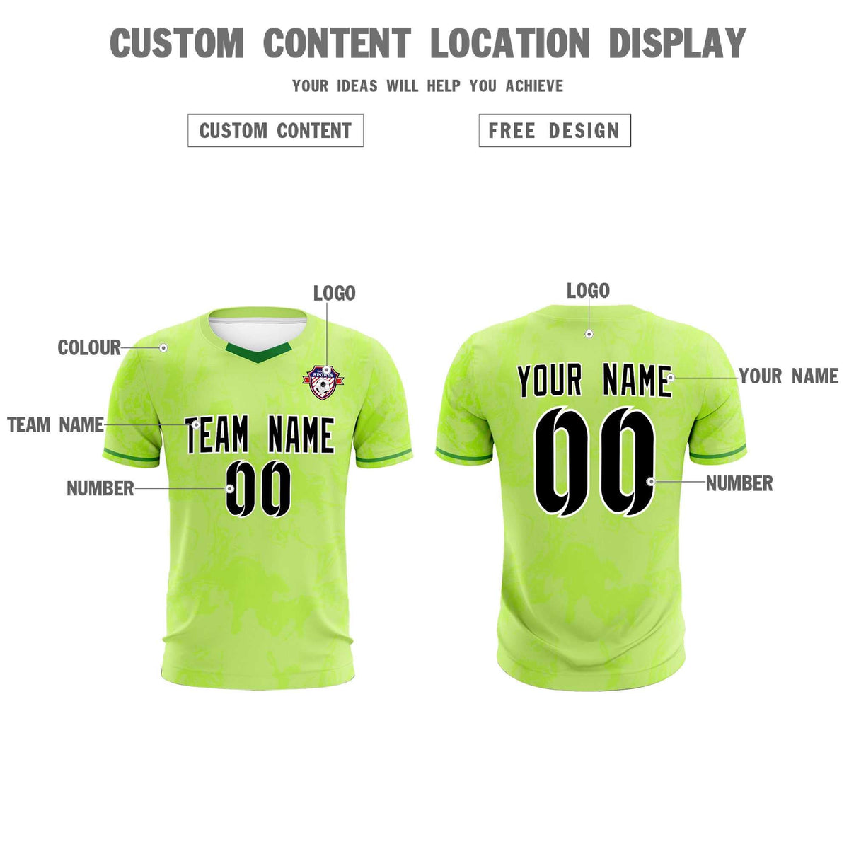 Custom Green Classic Graffiti Pattern Sportswear Football Kit Jersey