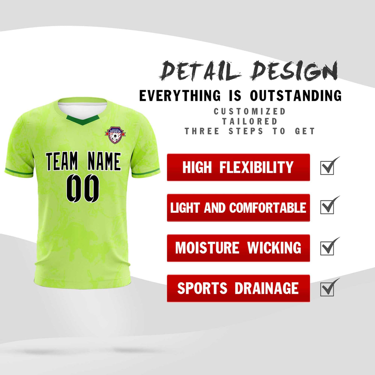 Custom Green Classic Graffiti Pattern Sportswear Football Kit Jersey