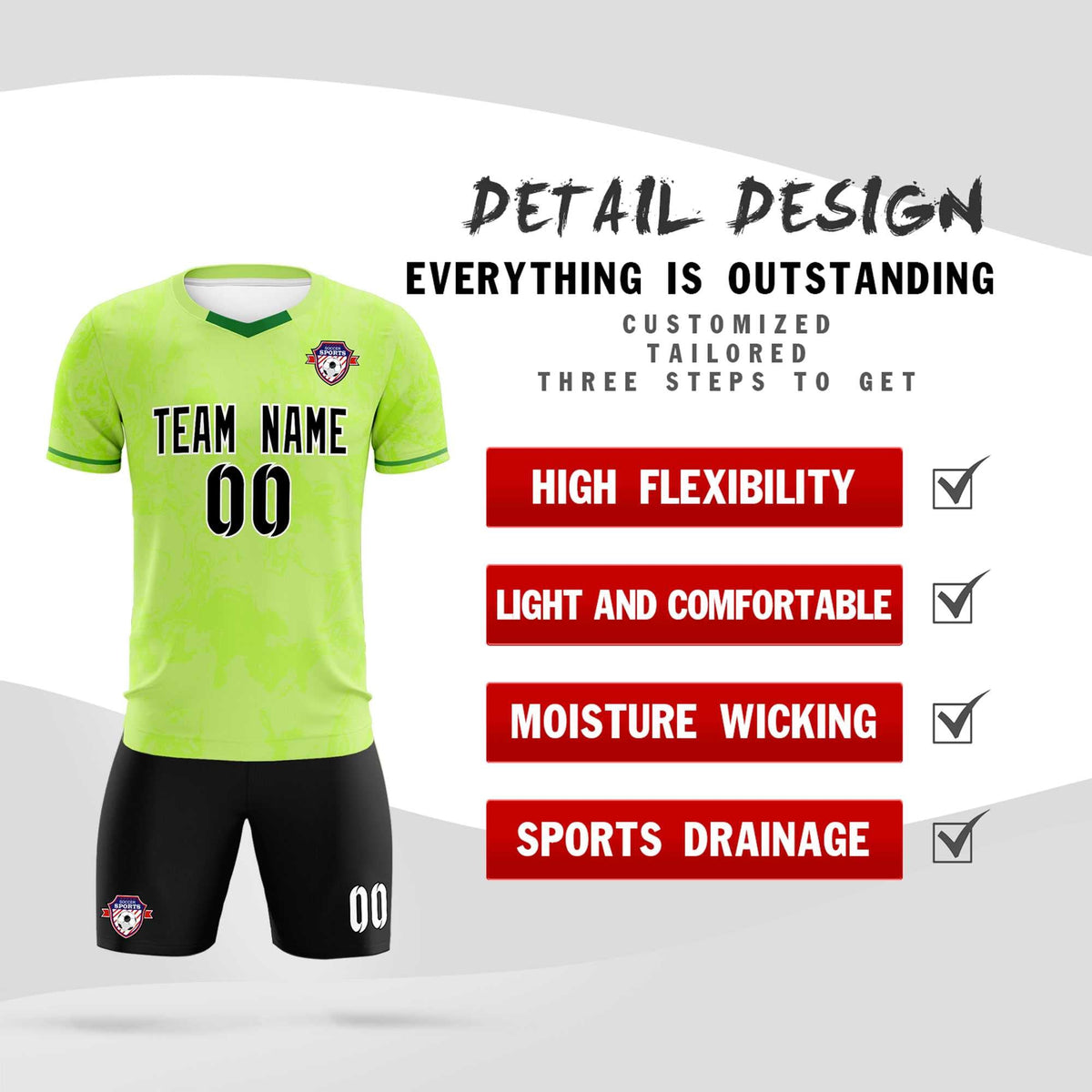 Custom Green Classic Graffiti Pattern Sportswear Football Kit Jersey