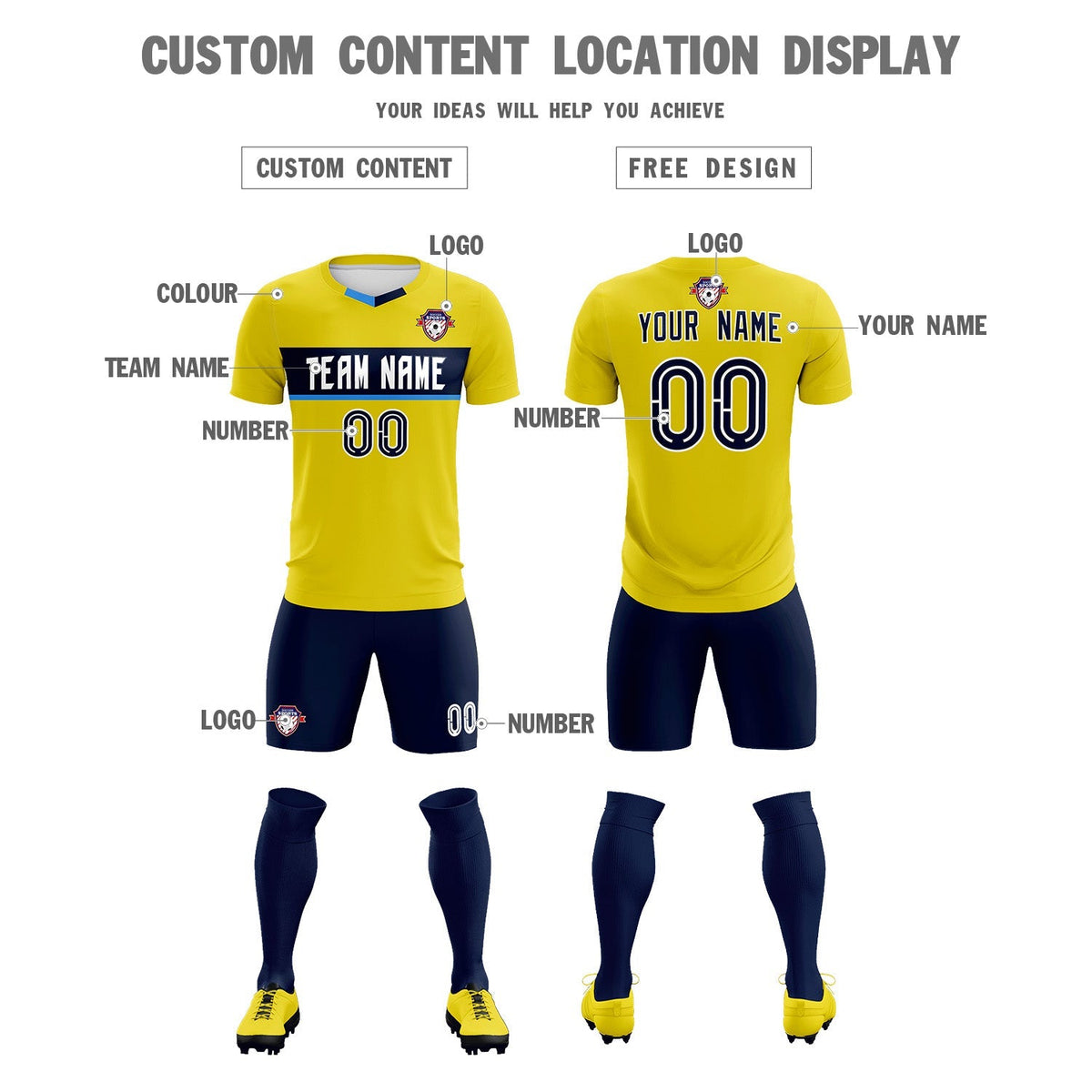 Custom Gold Classic Sports kit Football Shirt Jersey