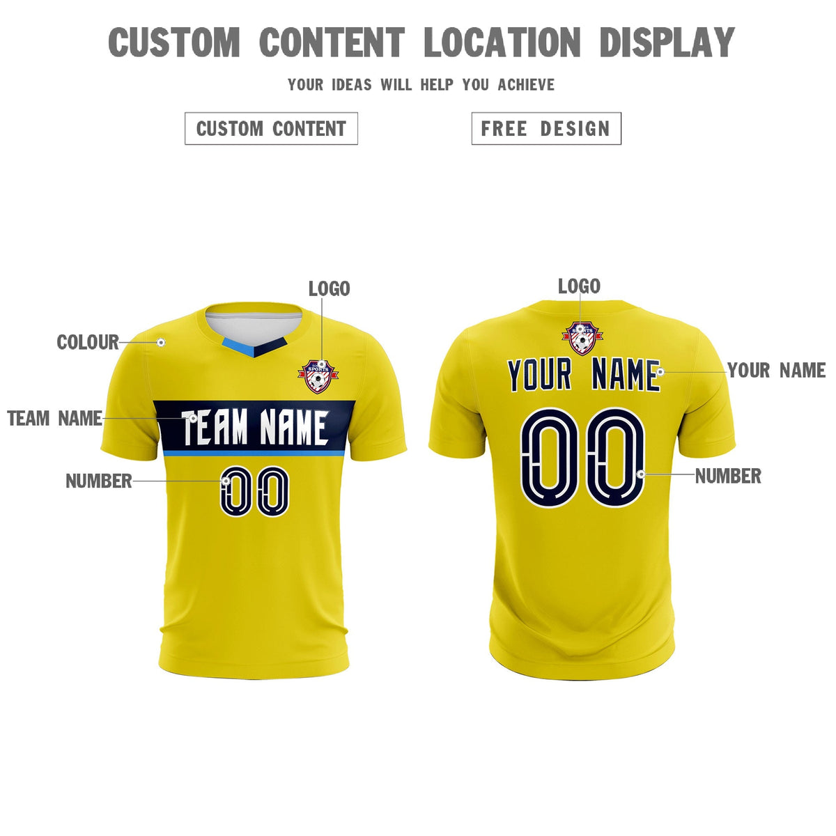 Custom Gold Classic Sports kit Football Shirt Jersey