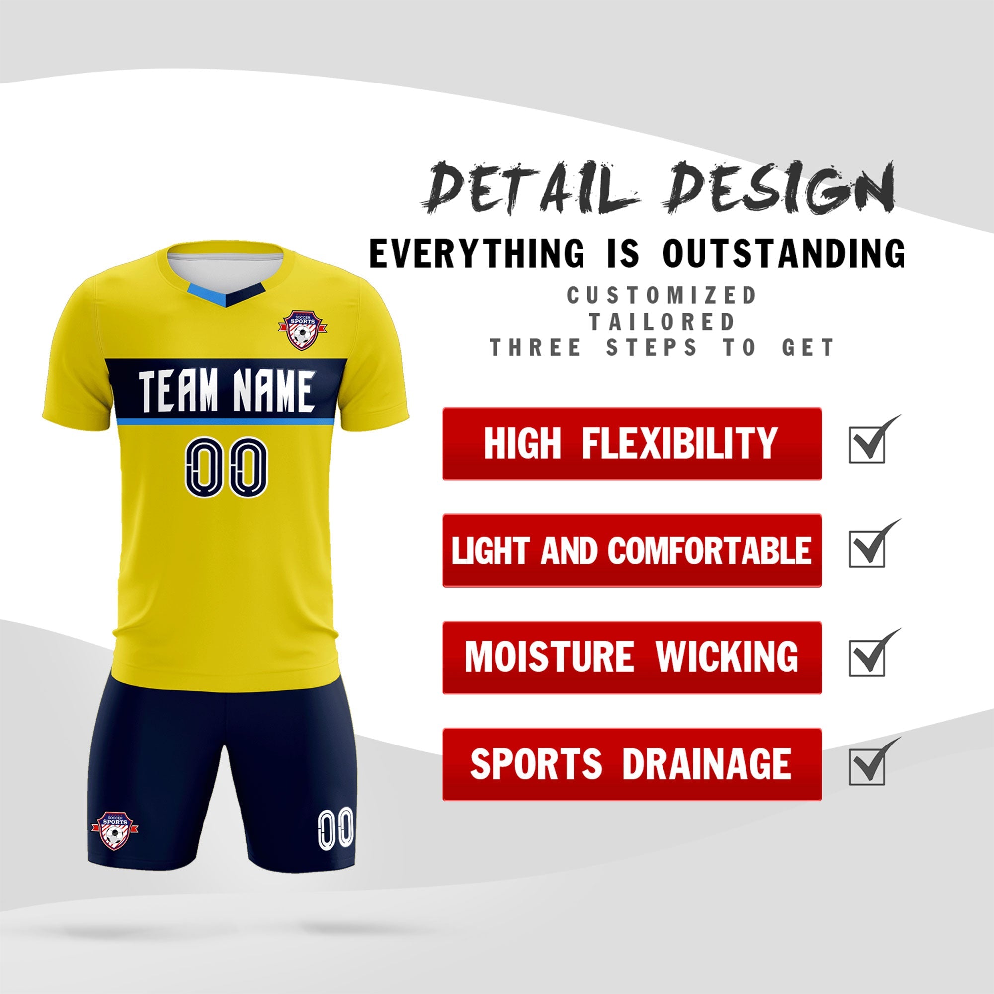 Custom Gold Classic Sports kit Football Shirt Jersey