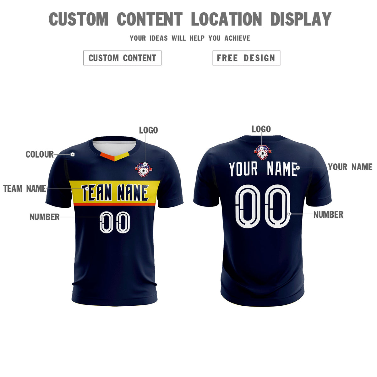 Custom Navy Classic Sports kit Football Shirt Jersey