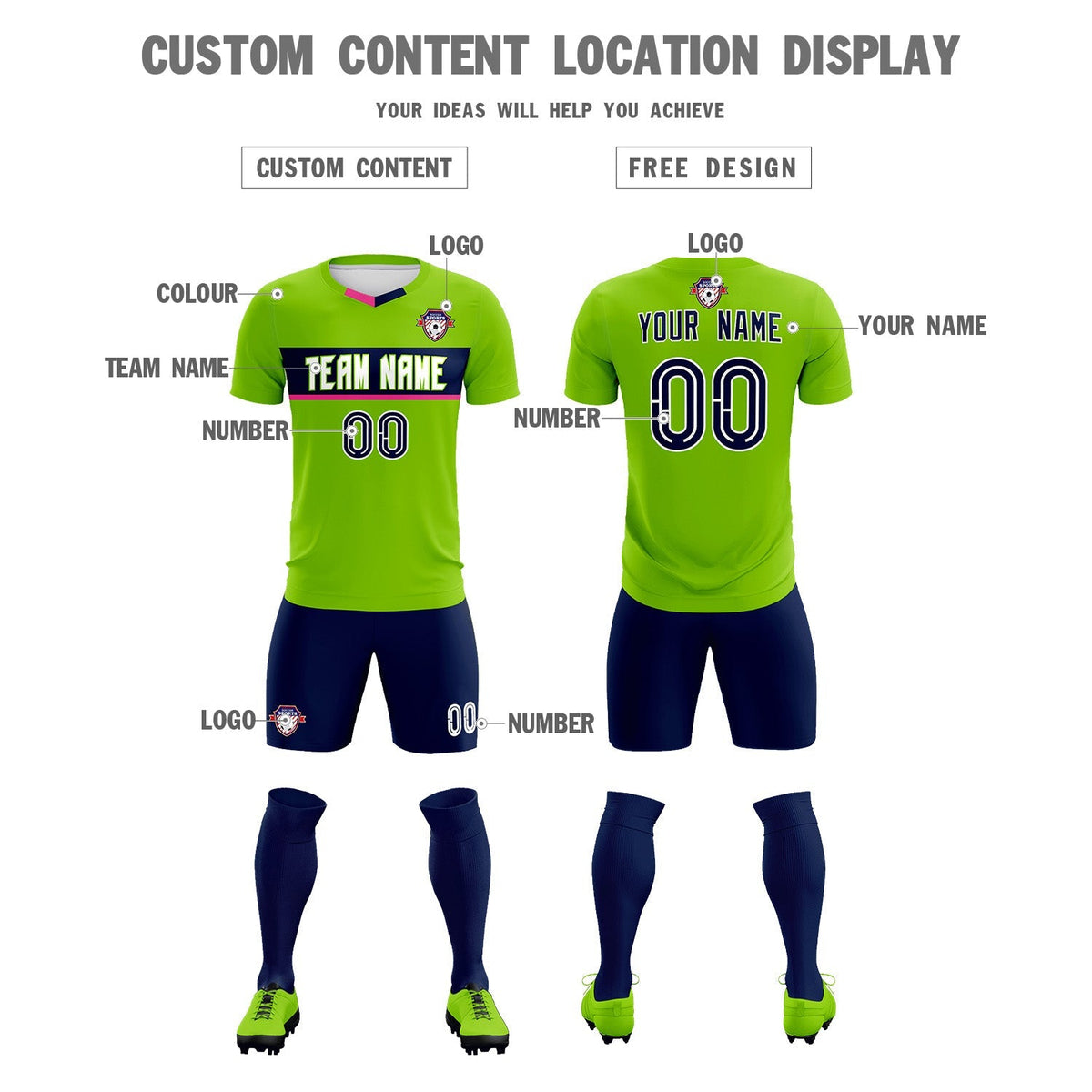 Custom Neon Green Classic Sports Sets Soccer Shirt Jersey