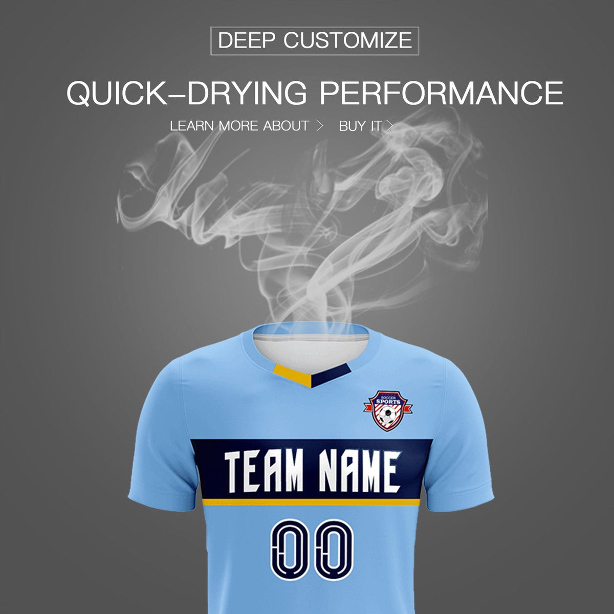 Custom Light Blue Classic Sports Sets Soccer Shirt Jersey