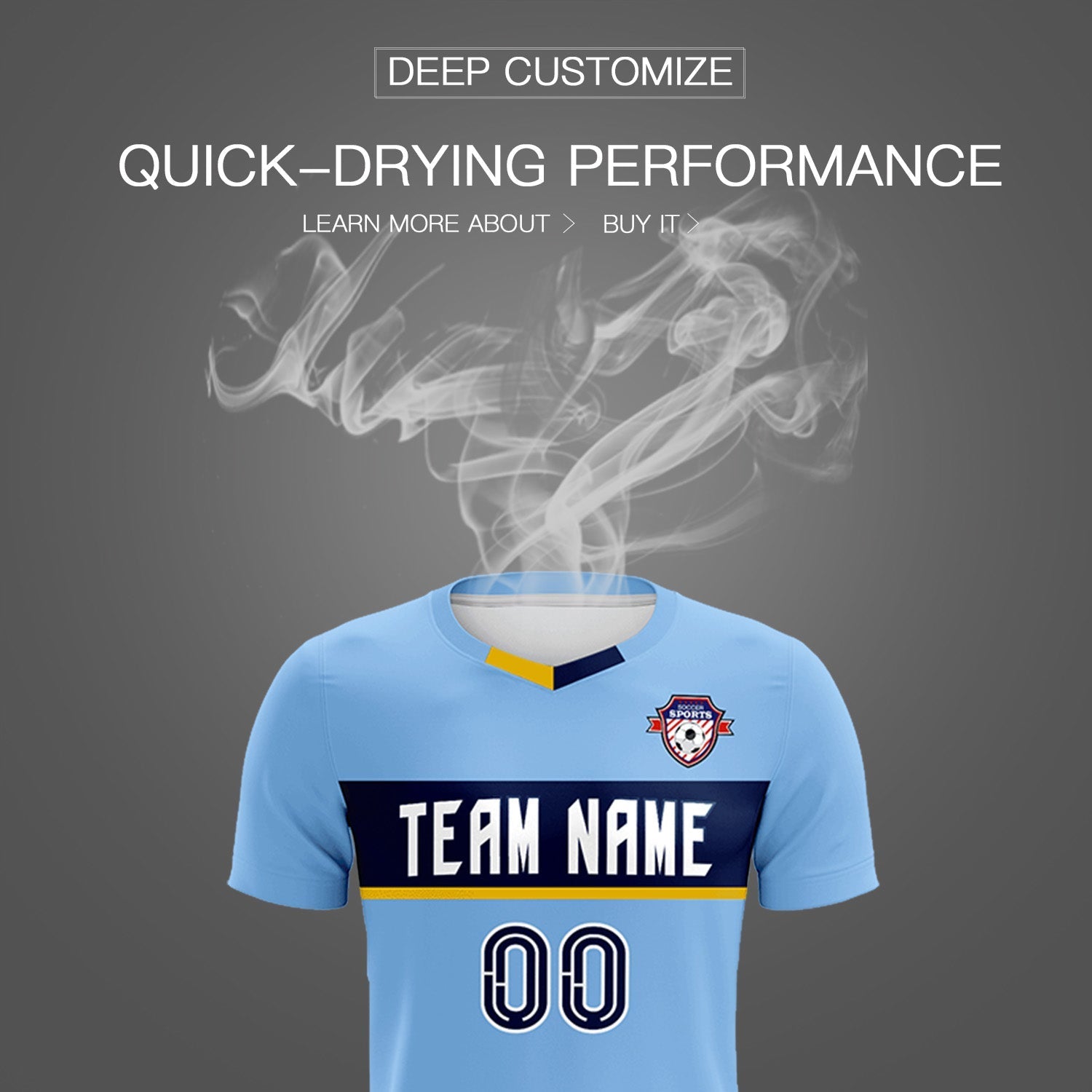 Custom Light Blue Classic Sports kit Football Shirt Jersey
