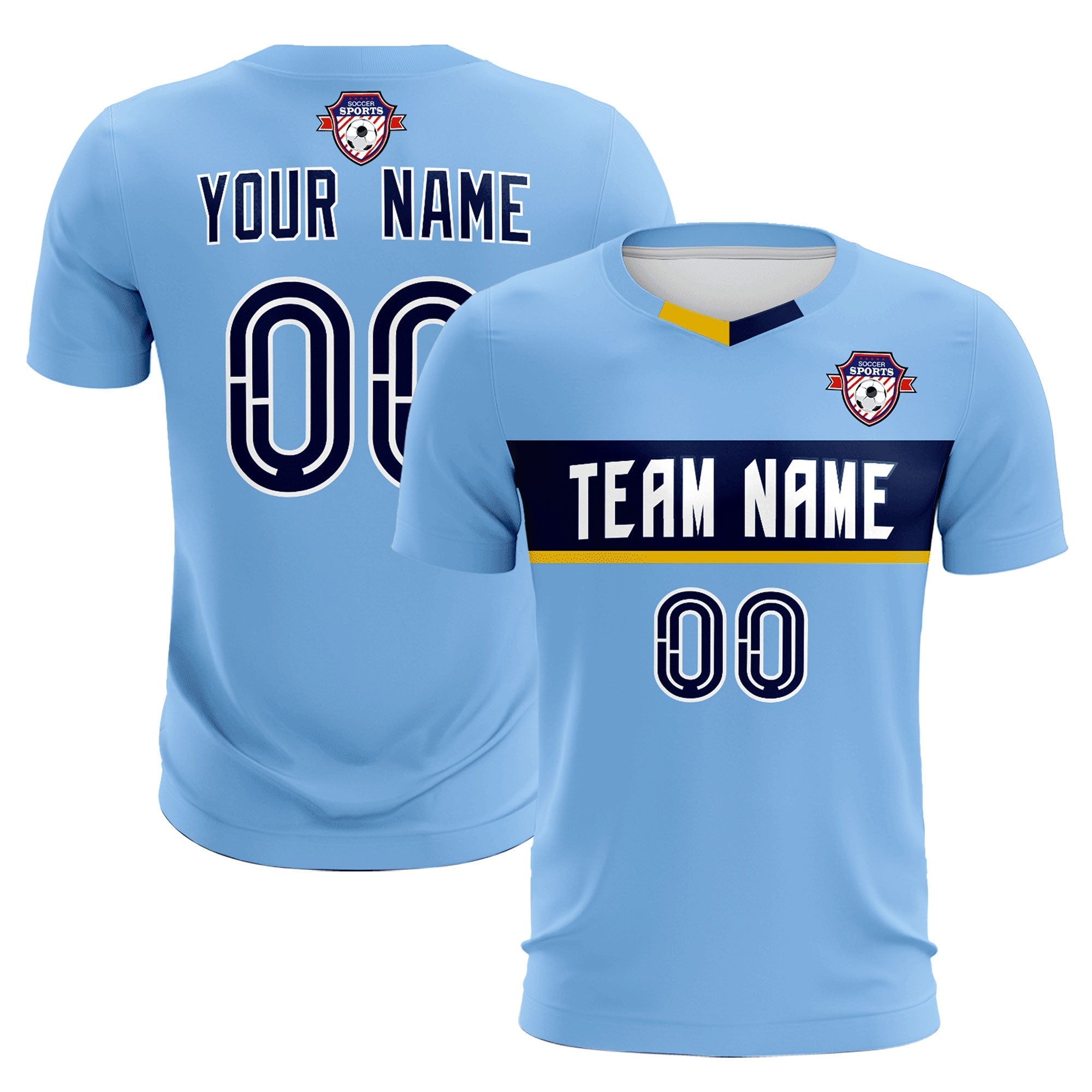 Custom Light Blue Classic Sports kit Football Shirt Jersey