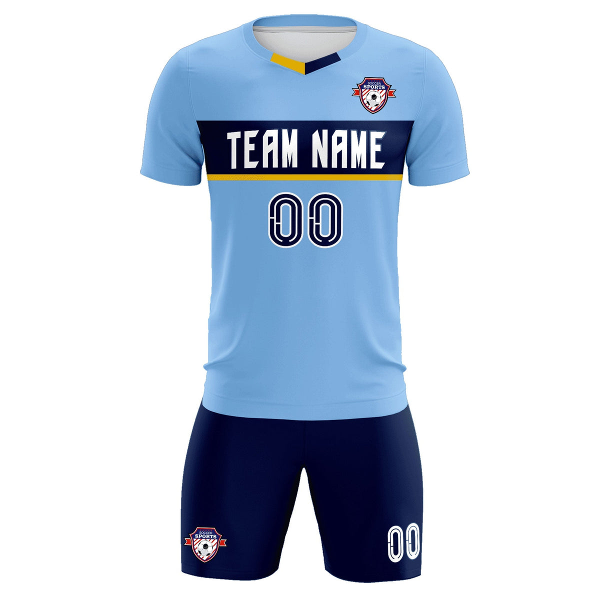 Custom Light Blue Classic Sports kit Football Shirt Jersey