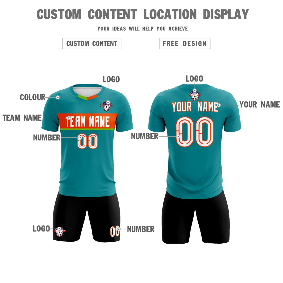 Custom Aqua Classic Sports kit Football Shirt Jersey