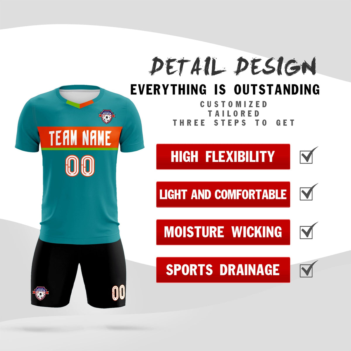 Custom Aqua Classic Sports kit Football Shirt Jersey