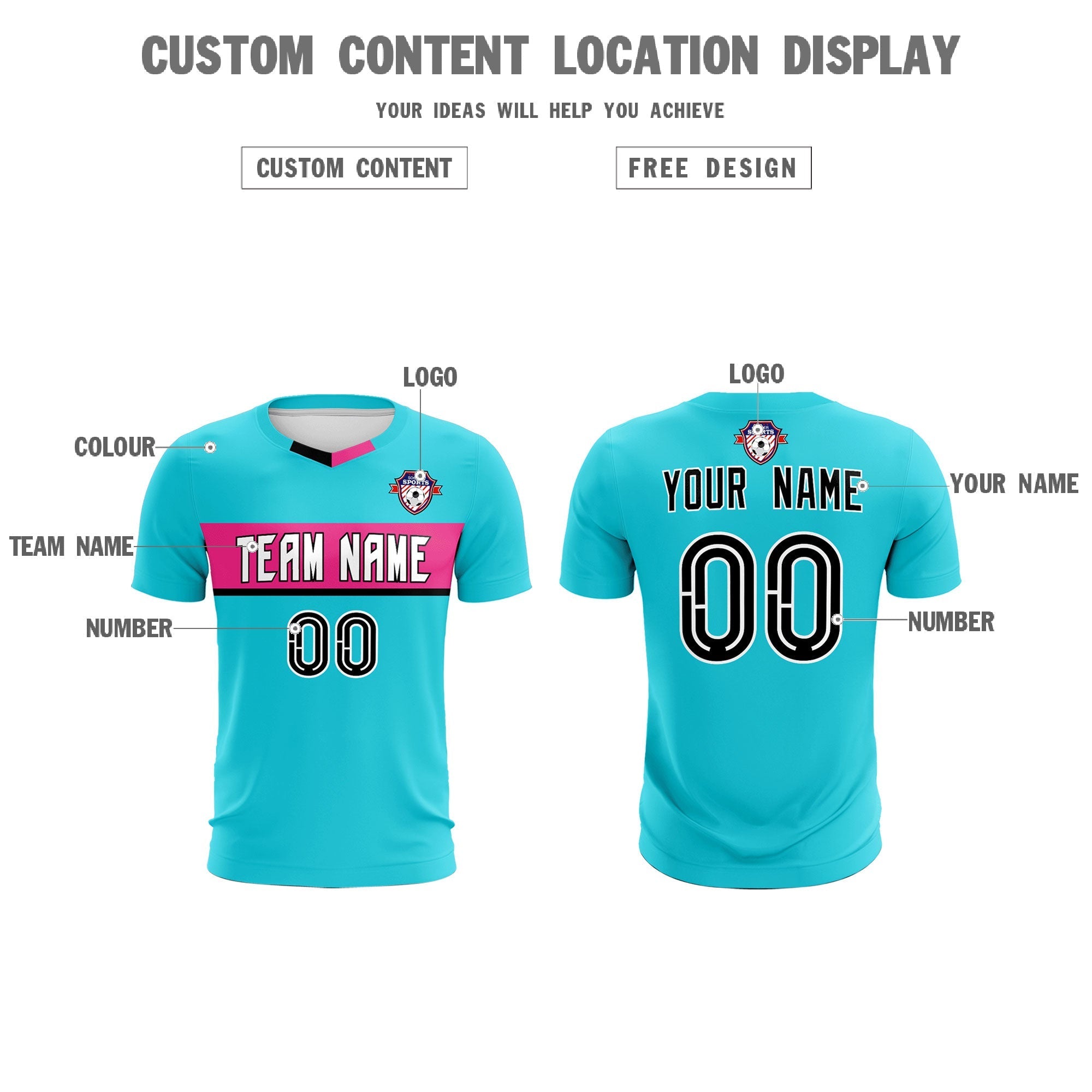 Custom Sky Blue Classic Sports kit Football Shirt Jersey