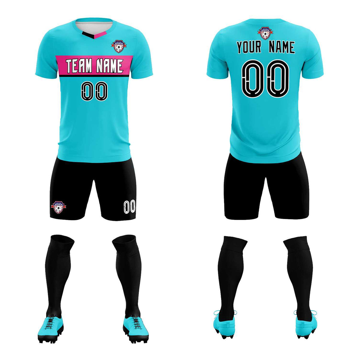 Custom Sky Blue Classic Sports kit Football Shirt Jersey