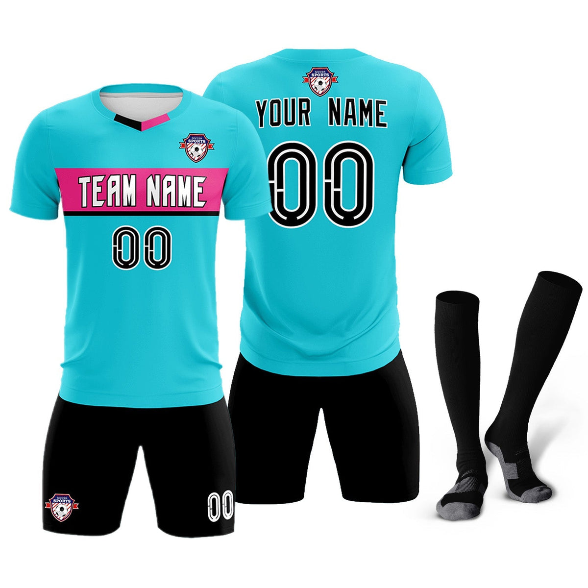 Custom Sky Blue Classic Sports kit Football Shirt Jersey